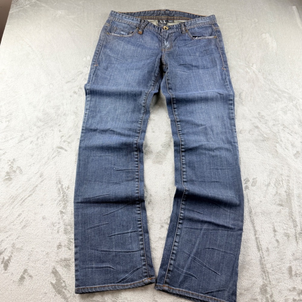 Armani Exchange AX Women's  Size 8 Short Blue Bootcut Jeans Casual
